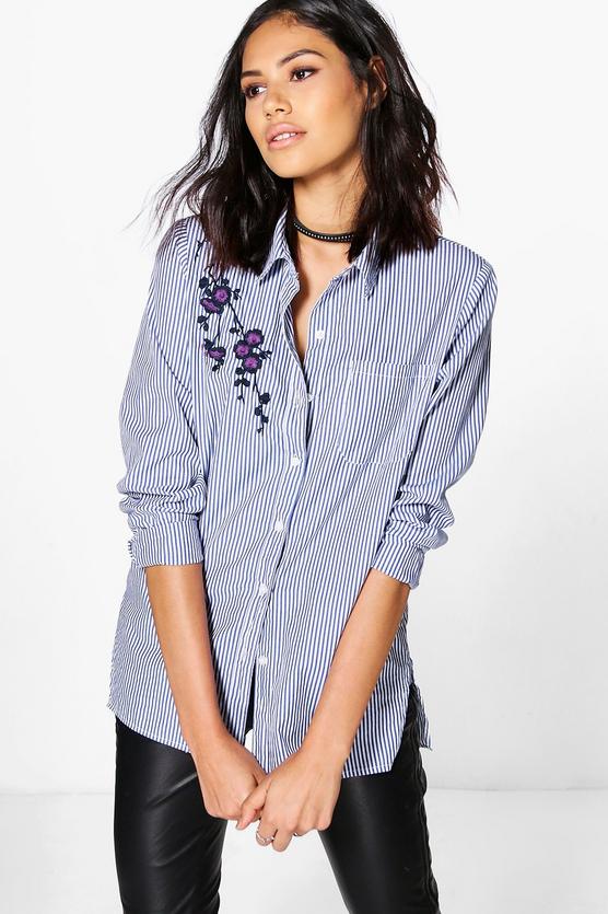 Sophie Embroidered Shoulder Stripe Shirt